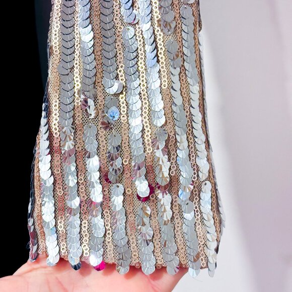 VENUS Black Gold Velvet Sequin Jumpsuit Long Sleeve Evening | Small * - Picture 6 of 7